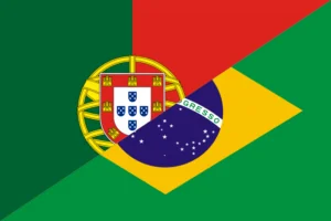 Brazilian and Portuguese flags.